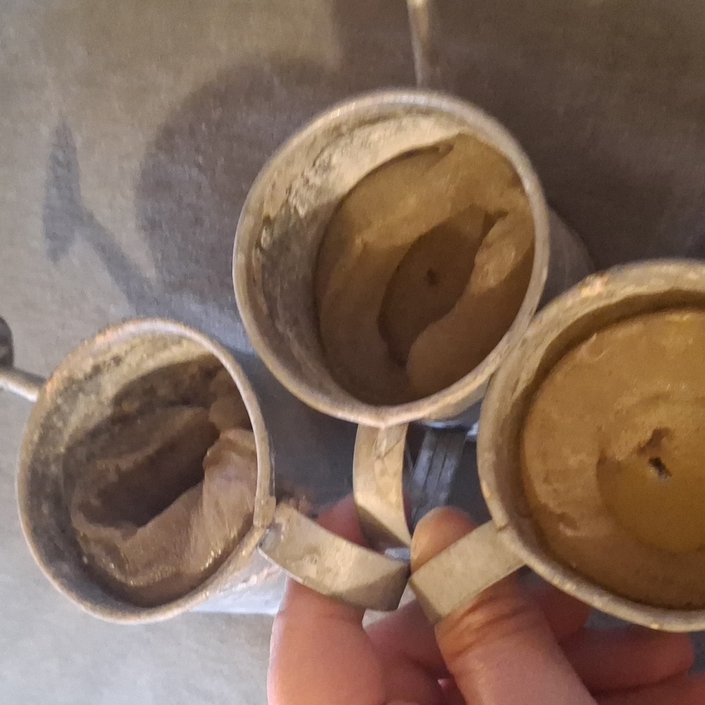 Vintage Metal Watering Can Candle Set Patina Rustic Lived In - Picture 4 of 4